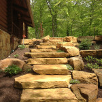 designscape, hardscaping, sandstone, natural stone steps, lake cabin, nashville indiana,