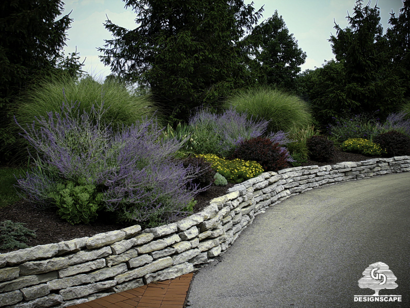 designscape, landscaping, hardscaping, design, landscape architect, natural stone, planting bed, retaining walls, field limestone wall